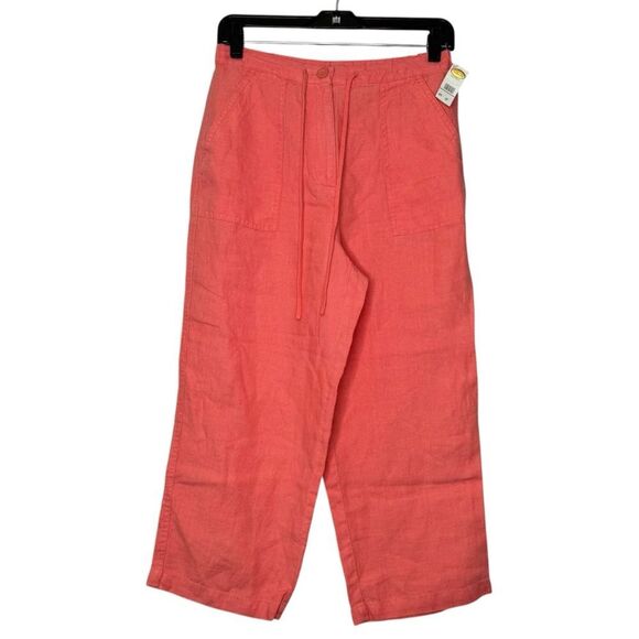 |NWT| TALBOTS Irish Linen Drawstring Pull On Wide Leg Pants - Picture 1 of 8